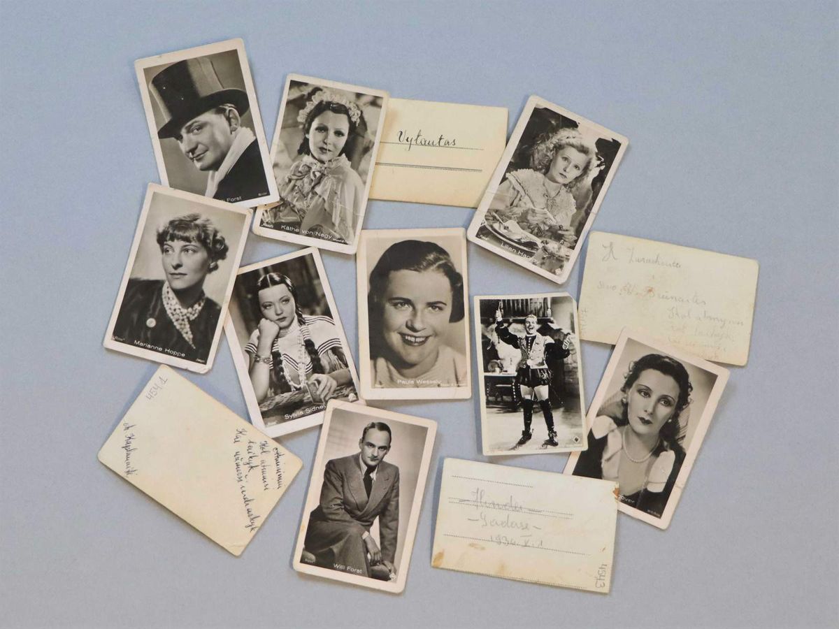Cards of movie stars collected by Hinda Zarkey. Courtesy of The Lost Shtetl Museum. 